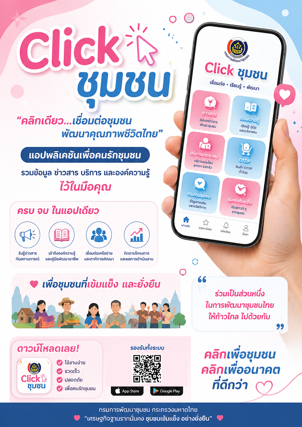 สพอ.เมืองอุทัยธานี เชิญชวน “ดาวน์โหลดแอปพลิเคชัน Click ชุมชน เวอร์ชั่นใหม่ ใช้งานง่าย”